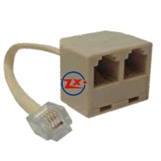 0638 - ADAPTADOR PARA TELEFONE - YH206 6P4C 2 FÊMEA 1 MACHO