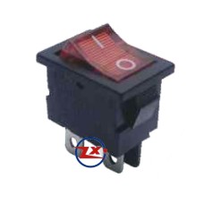 0027 – Chave Gangorra KCD1-104N  com neon 4T 2A/8A 250V com marcação cores: vm/az/vd