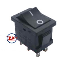 0034 – Chave Gangorra KCD1-202 6T 6A 250V Preta com marcação