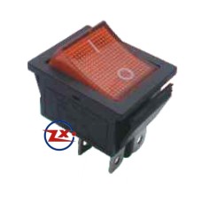 0044 – Chave Gangorra  KCD4-201N com neon 4T 15A/30A 250V com marcação cores:  vm/vd/az