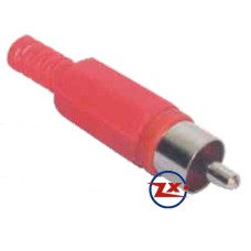 0303-7 - CONECTOR F - HPM-400 VERMELHO PLUG RCA MACHO PLÁSTICO COM RABICHO