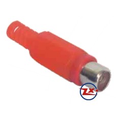 0303-8 - CONECTOR F - HPM-401 VERMELHO PLUG RCA FÊMEA PLÁSTICO COM EXTENSÃO