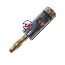 0205-57 - PLUG BANANA METÁLICO DOURADO - LS-5012 PRETO