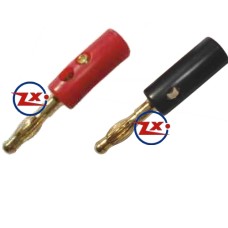0205-58 - PLUG BANANA PLÁSTICO DOURADO - LS-5051 - Vermelho - Preto