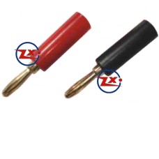 0205-59 - PLUG BANANA PLÁSTICO DOURADO - LS-5016 - Vermelho - Preto