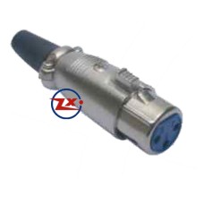 0267 - PLUG CANNON - LS1013 FÊMEA 3 VIAS PRATA / XLR CURTO